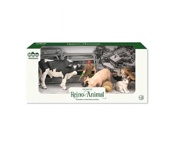 Imagen de Figuras animales Granja con granjero y valla, 8 piezas - Modelos surtidos