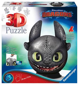 Imagen de Puzzle 3D 72 piezas Dragon Trainer con orejas 19 cm.