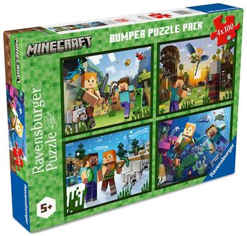 Imagen de Puzzle 4x100 piezas Bumper Pack Minecraft