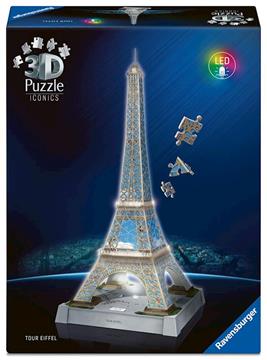Imagen de Puzzle 3D con Luz Led Torre Eiffel 216 piezas.
