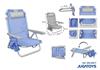 Imagen de Silla playa aluminio multiposicion azul con reposacabezas 25 cm., almohadilla, bolso lateral y reposabrazos gris,  80x65x45cm, 25 cm altura asiento