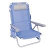 Imagen de Silla playa aluminio multiposicion azul con reposacabezas 25 cm., almohadilla, bolso lateral y reposabrazos gris,  80x65x45cm, 25 cm altura asiento