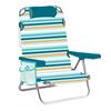 Imagen de Silla playa aluminio multiposicion rayas con reposacabezas 25 cm, almohadilla y bolso lateral, 80x65x45cm, 25 cm altura asiento.