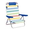 Imagen de Silla playa aluminio multiposicion rayas con reposacabezas 25 cm, con almohadilla, 80x65x45cm, 25 cm altura asiento