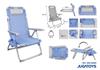 Imagen de Silla playa aluminio multiposicion azul con reposacabezas 38 cm, almohadilla, bolso lateral, asas para transportar y reposabrazos gris, 88x61x105cm (480gr)