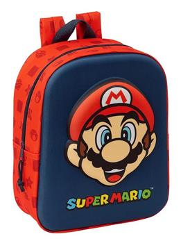 Imagen de Mochila Guarderia 3D Bolsillo Red Super Mario 22X27X10Cm