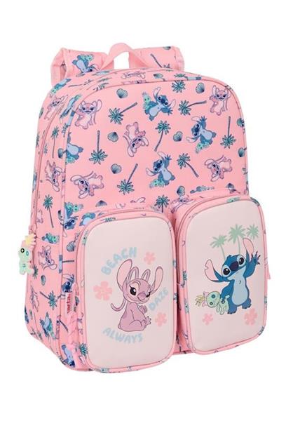 Imagen de Mochila Infantil Bolsillos Adapt.Carro Stitch "Beach" 26X34X11Cm