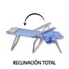 Imagen de Silla playa aluminio multiposicion azul con reposacabezas 38 cm, almohadilla, bolso lateral, asas para transportar y reposabrazos gris, 88x61x105cm (480gr)