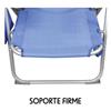 Imagen de Silla playa aluminio multiposicion azul con reposacabezas 38 cm, almohadilla, bolso lateral, asas para transportar y reposabrazos gris, 88x61x105cm (480gr)