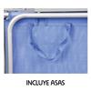 Imagen de Silla playa aluminio multiposicion azul con reposacabezas 38 cm, almohadilla, bolso lateral, asas para transportar y reposabrazos gris, 88x61x105cm (480gr)