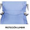 Imagen de Silla playa aluminio multiposicion azul con reposacabezas 38 cm, almohadilla, bolso lateral, asas para transportar y reposabrazos gris, 88x61x105cm (480gr)