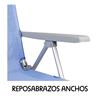 Imagen de Silla playa aluminio multiposicion azul con reposacabezas 38 cm, almohadilla, bolso lateral, asas para transportar y reposabrazos gris, 88x61x105cm (480gr)