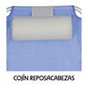 Imagen de Silla playa aluminio multiposicion azul con reposacabezas 38 cm, almohadilla, bolso lateral, asas para transportar y reposabrazos gris, 88x61x105cm (480gr)