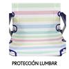 Imagen de Silla playa aluminio multiposicion rayas con reposacabezas 25 cm, con almohadilla, 80x65x45cm, 25 cm altura asiento