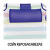 Imagen de Silla playa aluminio multiposicion rayas con reposacabezas 25 cm, con almohadilla, 80x65x45cm, 25 cm altura asiento