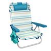 Imagen de Silla playa aluminio multiposicion rayas con reposacabezas 25 cm, almohadilla y bolso lateral, 80x65x45cm, 25 cm altura asiento.