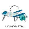 Imagen de Silla playa aluminio multiposicion rayas con reposacabezas 25 cm, almohadilla y bolso lateral, 80x65x45cm, 25 cm altura asiento.