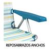 Imagen de Silla playa aluminio multiposicion rayas con reposacabezas 25 cm, almohadilla y bolso lateral, 80x65x45cm, 25 cm altura asiento.