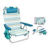 Imagen de Silla playa aluminio multiposicion rayas con reposacabezas 25 cm, almohadilla y bolso lateral, 80x65x45cm, 25 cm altura asiento.