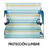 Imagen de Silla playa aluminio multiposicion rayas con reposacabezas 25 cm, almohadilla y bolso lateral, 80x65x45cm, 25 cm altura asiento.