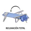 Imagen de Silla playa aluminio multiposicion azul con reposacabezas 25 cm., almohadilla, bolso lateral y reposabrazos gris,  80x65x45cm, 25 cm altura asiento