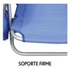 Imagen de Silla playa aluminio multiposicion azul con reposacabezas 25 cm., almohadilla, bolso lateral y reposabrazos gris,  80x65x45cm, 25 cm altura asiento