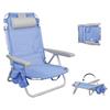 Imagen de Silla playa aluminio multiposicion azul con reposacabezas 25 cm., almohadilla, bolso lateral y reposabrazos gris,  80x65x45cm, 25 cm altura asiento
