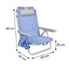 Imagen de Silla playa aluminio multiposicion azul con reposacabezas 25 cm., almohadilla, bolso lateral y reposabrazos gris,  80x65x45cm, 25 cm altura asiento