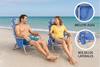 Imagen de Silla playa aluminio multiposicion azul con reposacabezas 25 cm., almohadilla, bolso lateral y reposabrazos gris,  80x65x45cm, 25 cm altura asiento