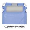 Imagen de Silla playa aluminio multiposicion azul con reposacabezas 25 cm., almohadilla, bolso lateral y reposabrazos gris,  80x65x45cm, 25 cm altura asiento