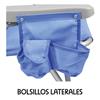Imagen de Silla playa aluminio multiposicion azul con reposacabezas 25 cm., almohadilla, bolso lateral y reposabrazos gris,  80x65x45cm, 25 cm altura asiento