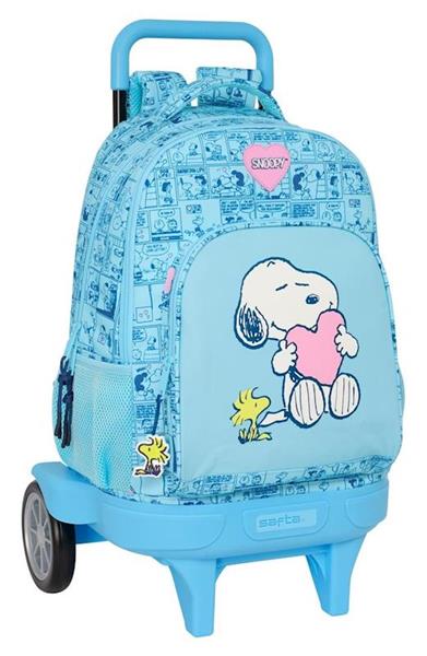 Imagen de Mochila Grande Con Ruedas Compact Evol. Ext. Snoopy "Love" 33X45X22Cm