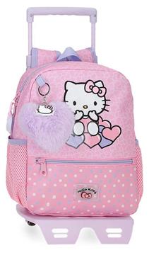 Imagen de Mochila Adaptable 28Cm. C/Carro Hello Kitty Hearts & Dots 23x28x10 cm