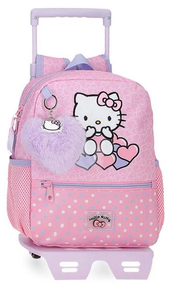 Imagen de Mochila Adaptable 28Cm. C/Carro Hello Kitty Hearts & Dots 23x28x10 cm