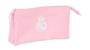 Imagen de PORTATODO TRIPLE REAL MADRID CHICA ROSA 22X12X3 CM