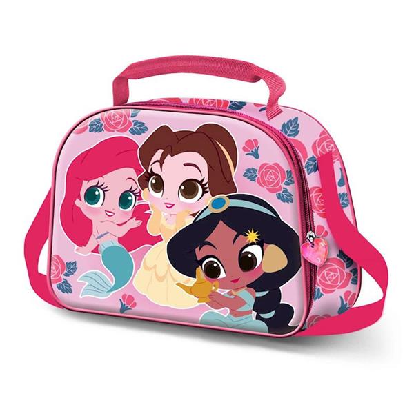 Imagen de Bolsa Portamerienda 3D Princesas Disney Flowers 25,5 x10 x20 cm