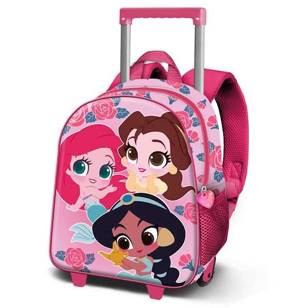 Imagen de Mochila 3D con Ruedas Pequeña Princesas Disney Flowers 26 x13 x34 cm