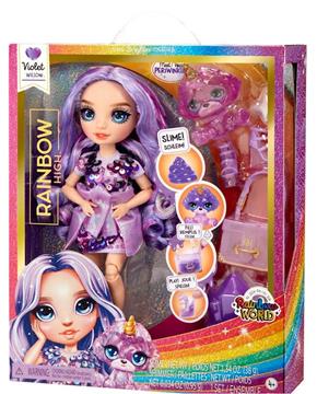 Imagen de Muñeca Violet Articulada Rainbow World 30 cm con Mascota y Accesorios