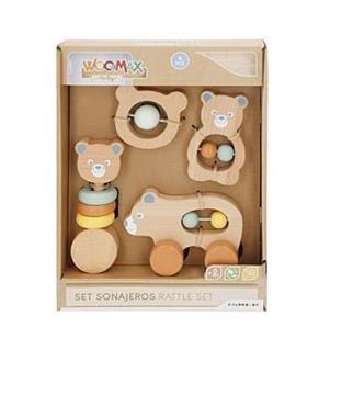 Imagen de Sonajeros Madera set 4 piezas. 13,5x9,5 cm.