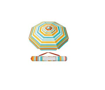 Imagen de Sombrilla Polinylon 200cm 8 varillas, tubo y punta de hierro, 22/25mm, interior  UV 50+ con percha y cinta - Modelos surtidos