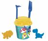 Imagen de Cubo De Playa Tiburones con pala,rastrillo,cedazo y 2 figuras 18 Cm diametro. (AVC - 24053)