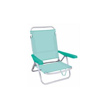 Imagen de Silla playa aluminio multiposicion aguamarina con asas para transportar, 81,5x63x60 cm, 22 cm altura asiento, reposacabezas 25 cm