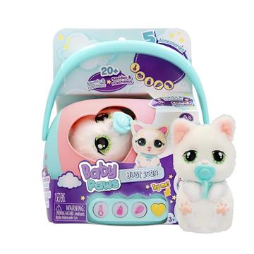 Imagen de Peluche Baby Paws Gato reción nacido 10,3 cm con accesorios ¡su cuna transportin te dirá que cuidado necesita!