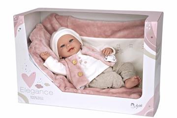 Imagen de Muñeca ELEGANCE 40 CM COLIN ROSA C/MANTA  (MUÑECO DE PESO)