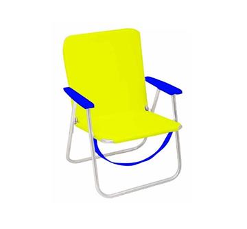 Imagen de Silla playa aluminio fija amarillo neón con asas para transportar 71x54x59 cm, 24 cm altura asiento
