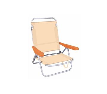 Imagen de Silla playa aluminio multiposicion ocre con asas para transportar, 81,5x63x60 cm, 22 cm altura asiento, reposacabezas 25 cm