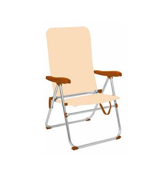 Imagen de Silla playa aluminio multiposicion ocre con asas para transportar,92x62x72 cm, 37 cm altura asiento