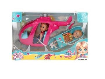 Imagen de Muñeca Bella 14Cm con muñeco 22Cm , Helicoptero y accesorios.