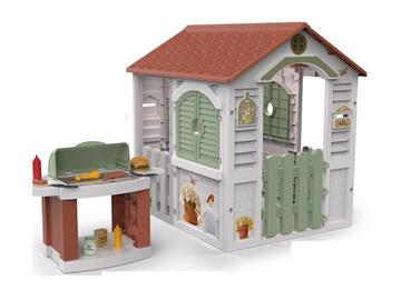 Imagen de Casa Barbacoa 2 en 1 con 19 accesorios.Ventanas abatibles,buzón para cartas y una gatera 122x103x104 cm.