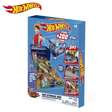 Imagen de Caja Organizadora De Coches 3 en 1 Hot Wheels.Transformacion rapida a caja de almacenamiento o zona de juego. Capacidad para mas de 200 coches.